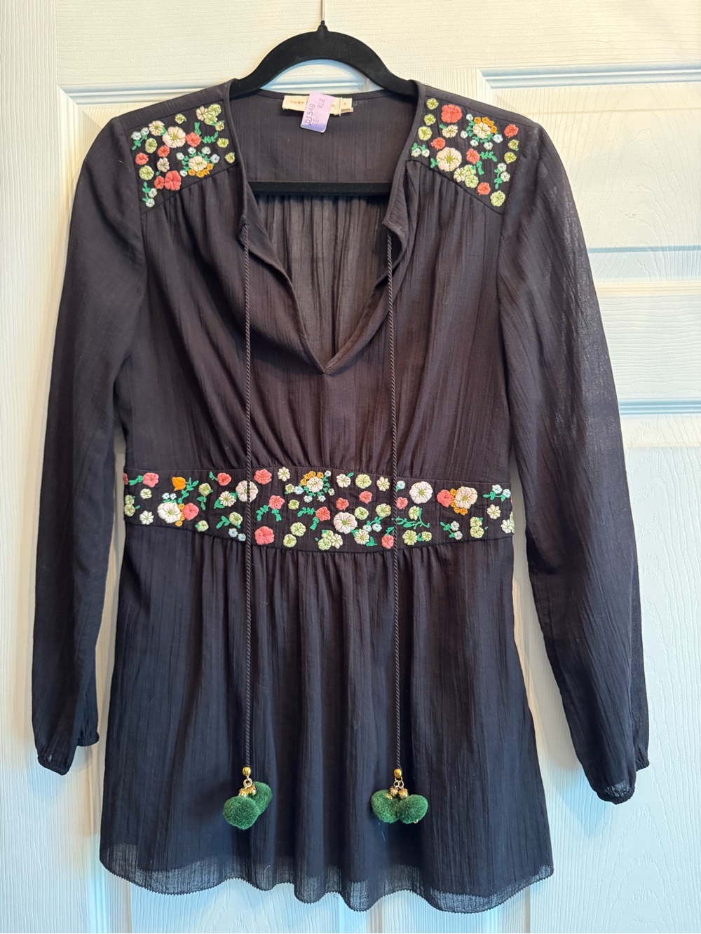 Tory Burch- Black Floral Tunic Top